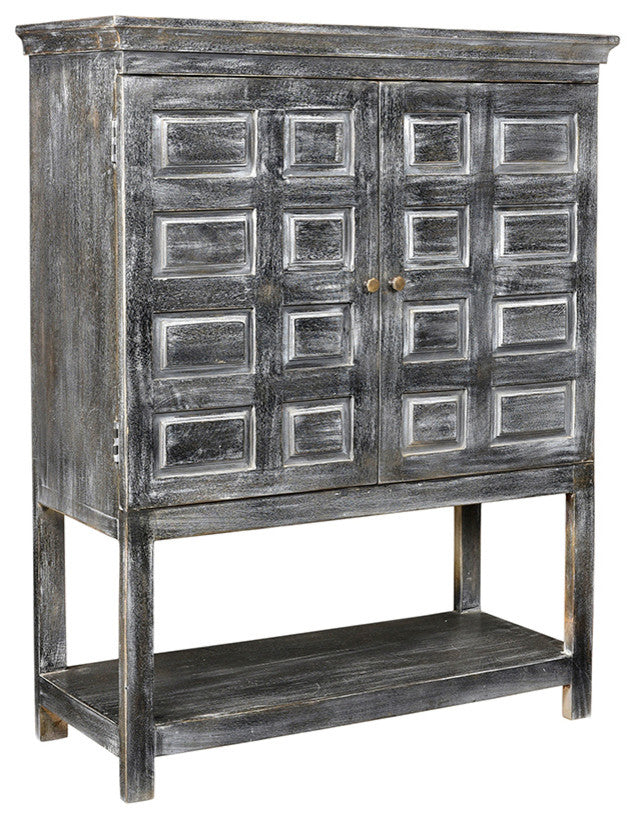 Martin Solid Wood 2 Door Tall Boy Cabinet, Distressed Gray