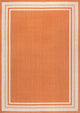 James Modern Border Stripe Indoor/Outdoor Area Rug, Orange/Cream, 8x10