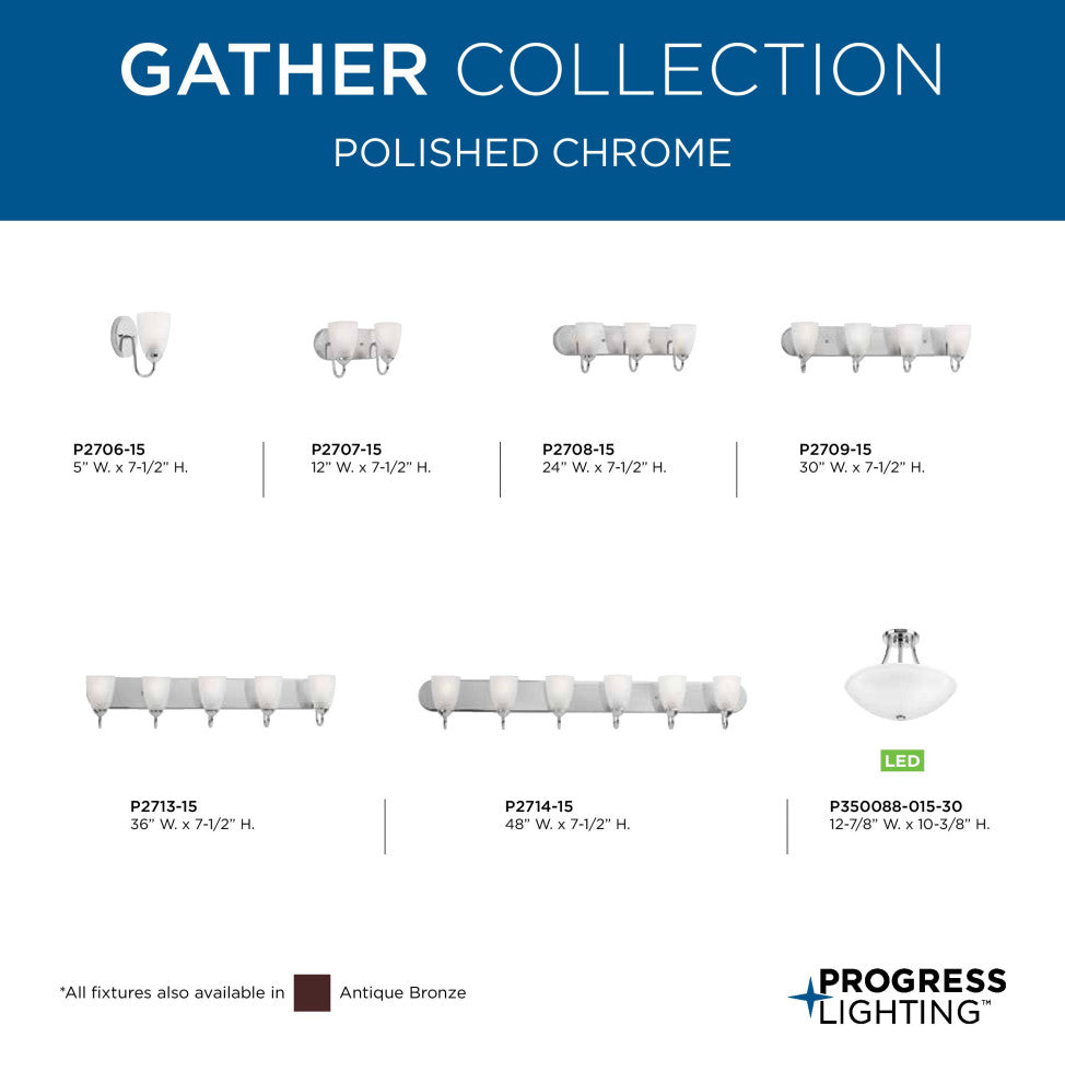 Progress Lighting 1-100W Medium Bath Bracket, Polished Chrome