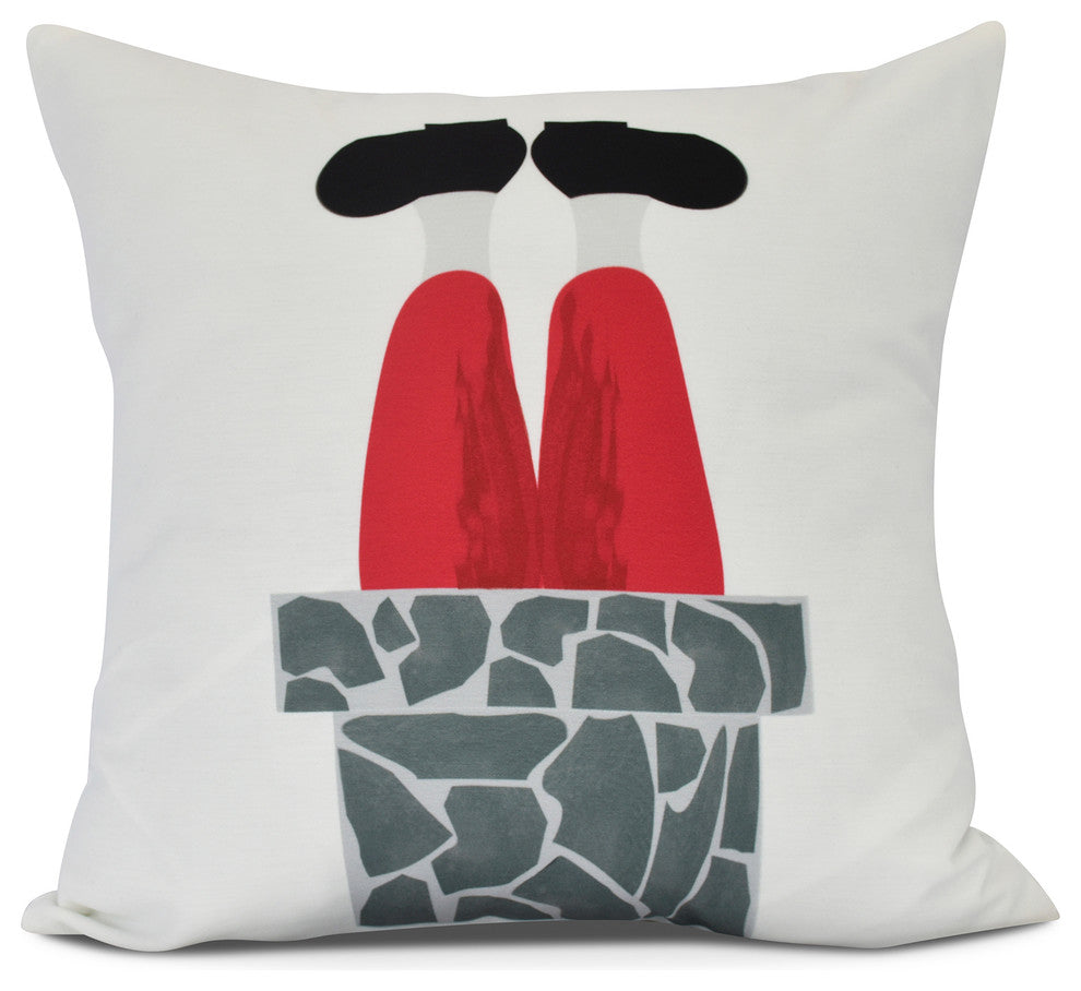 Away He Goes, Geometric Print Outdoor Pillow, Gray, 16" x 16"