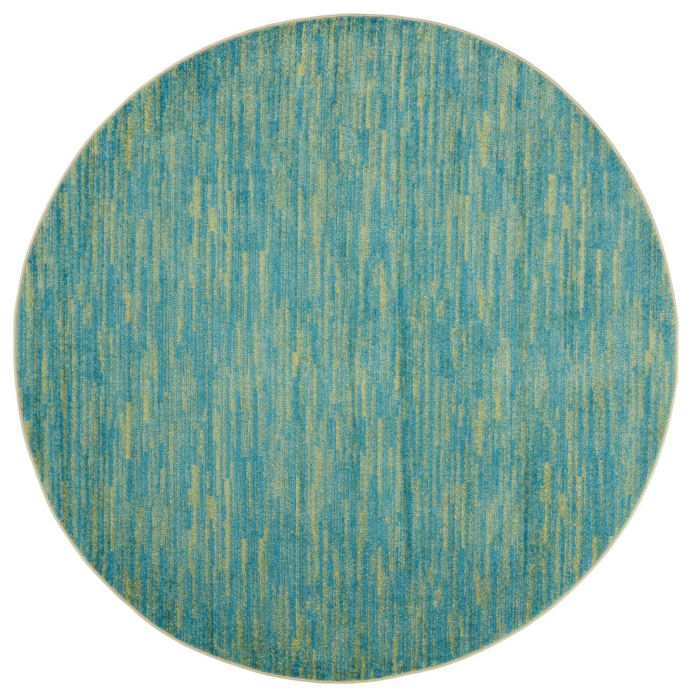 Nourison Essentials 8' x Round Blue Green Outdoor Area Rug
