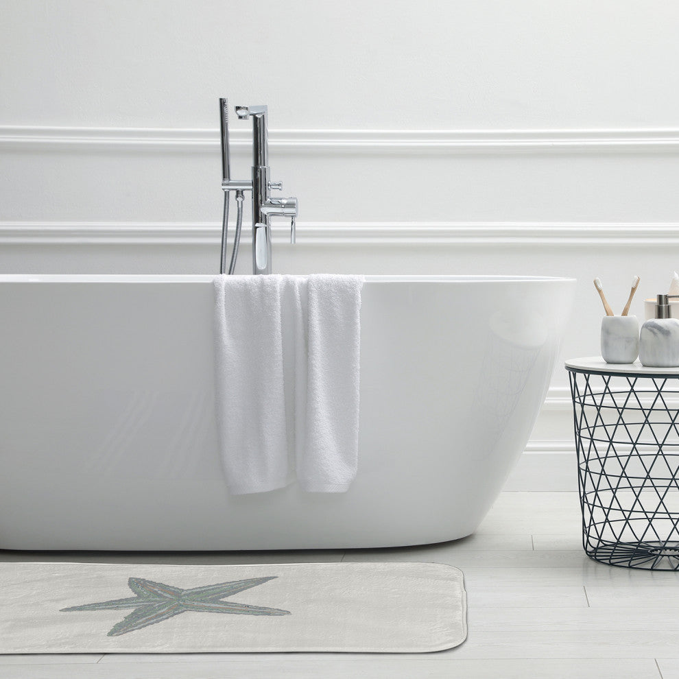 34" x 21" Starfish Bathmat, Pretty Grey