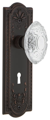 Meadows Plate Privacy, Keyhole Crystal Victorian Knob, Timeless Bronze, 2.75"