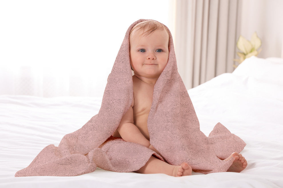 Organic Cotton 650 GSM Plush Feather Touch Quick Dry Bath Sheet, Rose Dust, Pack of 4