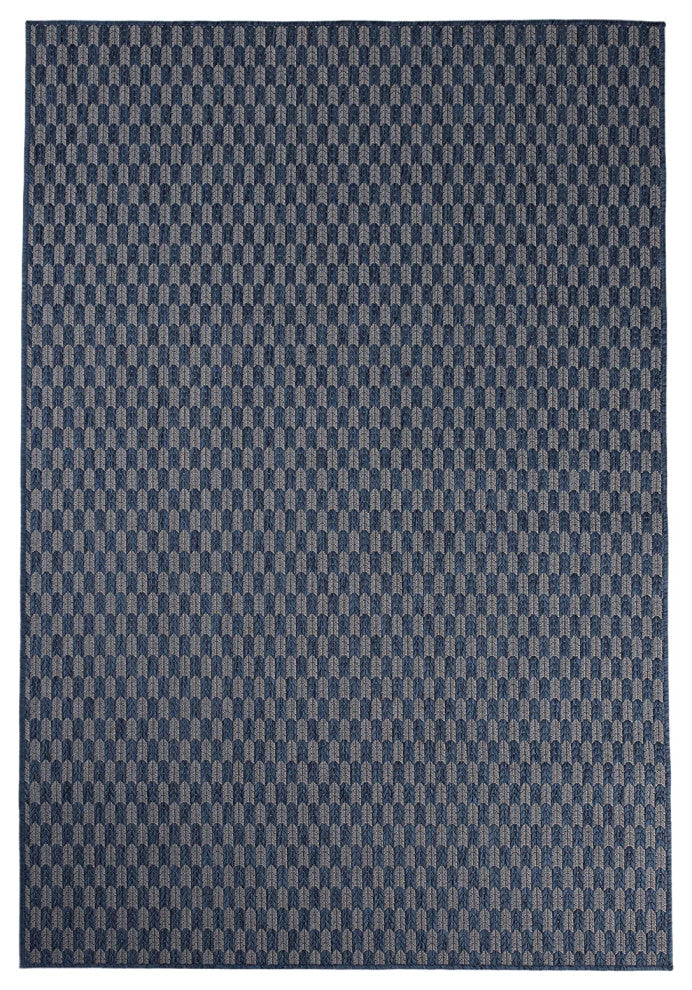 Outdoor Collection Geometric Rug - Bohemian Rug, Midnight Blue, 5'3"x7'6"