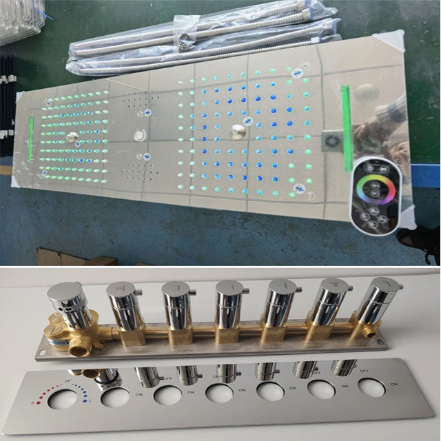 Remote Controlled Led Large Musical Shower System, Style D - Remote Control Ligh