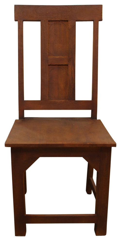 Benedict Solid Wood Dining Chair Set, Medium Brown