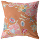 20" Pink Orange Garden Indoor Outdoor Zippered Throw Pillow