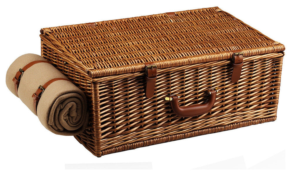 Dorset Basket For Four With Coffee Set And Blanket, Wicker W and London