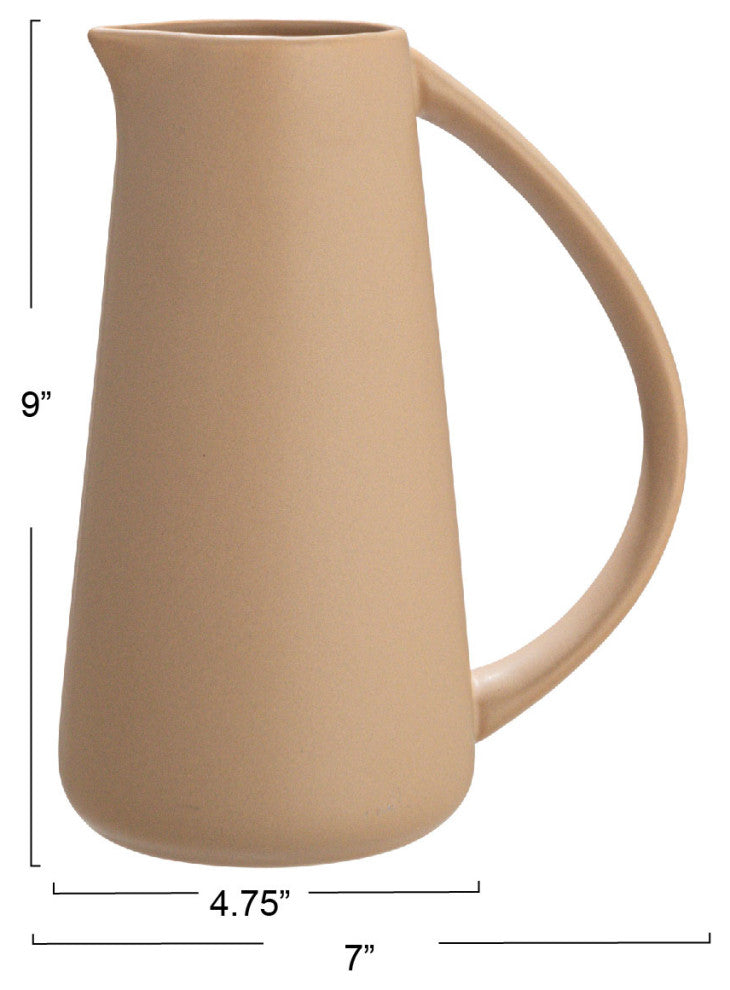 Modern Stoneware Pitcher, Matte Terracotta, Beige