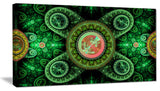Green Psychedelic Relaxing Art, Abstract Canvas Art Print, 40x20