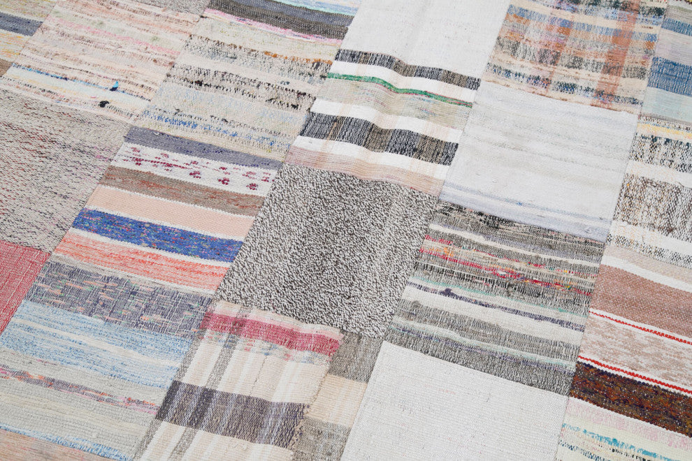 Rug N Carpet - Handmade Oriental 9' 10'' x 6' 8'' Tribal Patchwork Kilim Rug