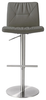 Paddy Dark Gray Vegan Leather on Silver Adjustable Stool