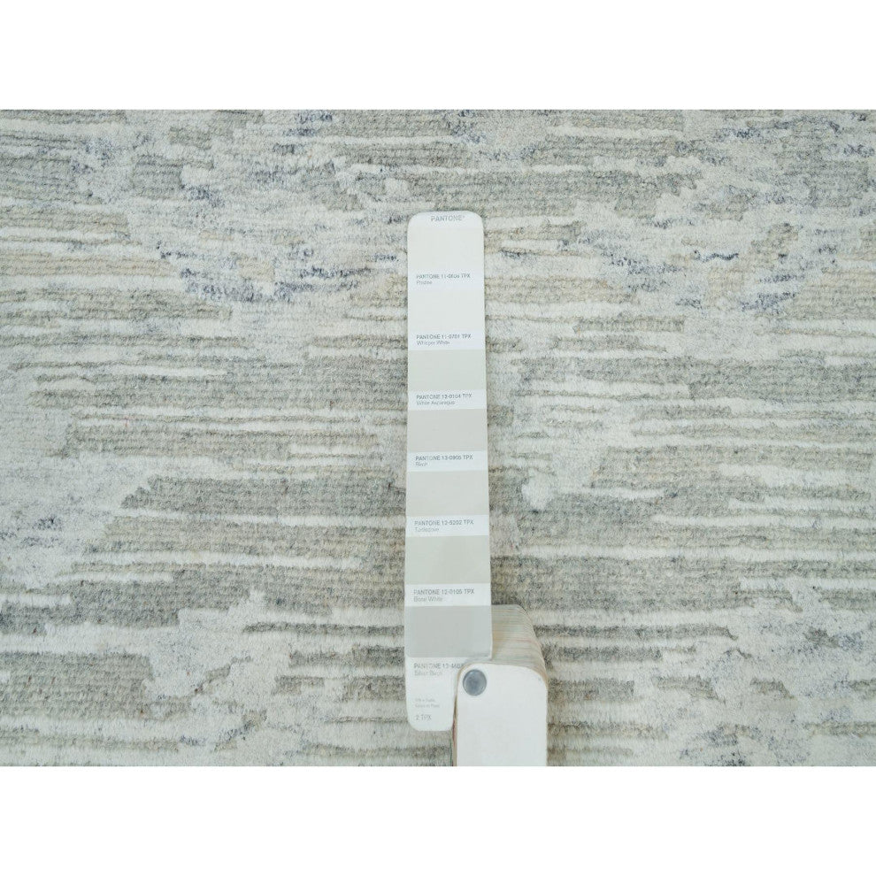 Gray Modern Design Hand Spun Undyed Natural Wool Hand Knotted Rug 2'7"x22'