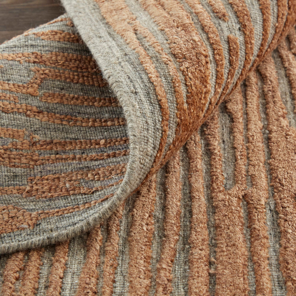 Braeside T8005 Transitional/Casual Area Rug, Orange/Gray, 8'x10'