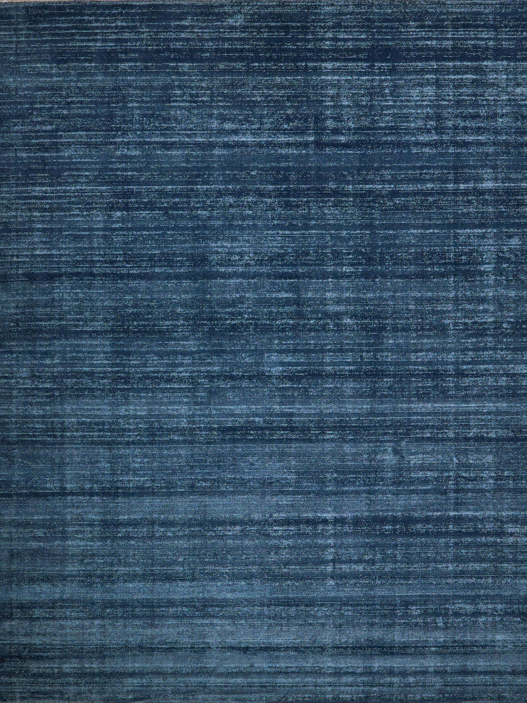 Martelli Modern Handloomed Silky Nylon Navy Area Rug, 9'x12'