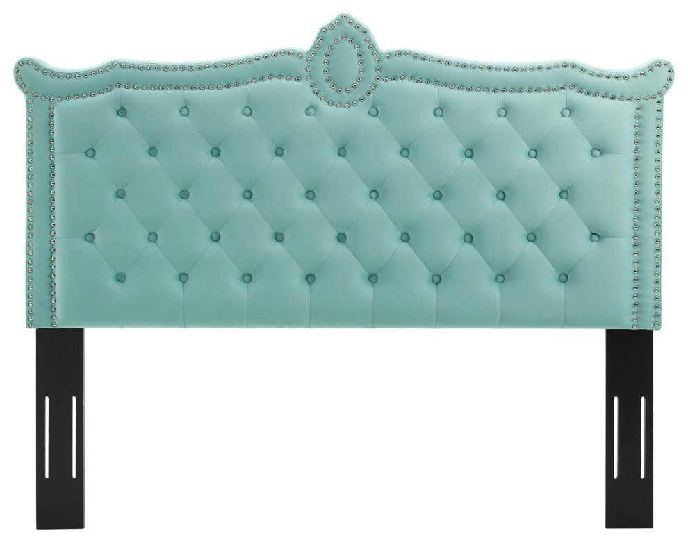 Louisa Tufted Performance Velvet Twin Headboard, Mint