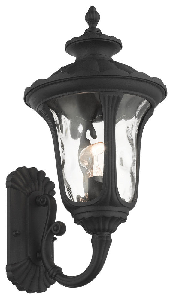 Textured Black Traditional, Victorian, Sculptural, Outdoor Wall Lantern