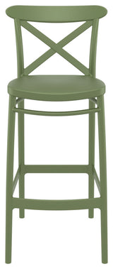 Cross Bar Stool, Set of 2, Olive Green