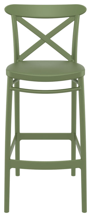 Cross Bar Stool, Set of 2, Olive Green