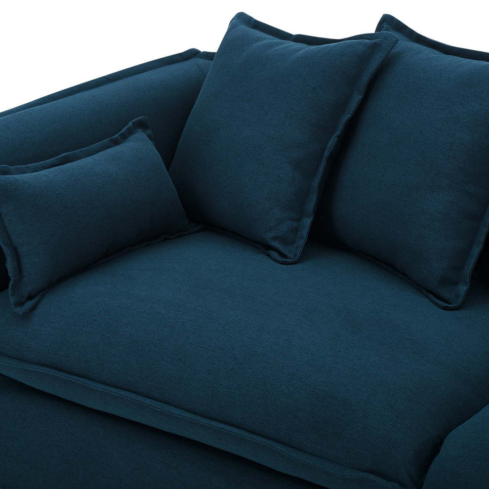 Sofa, Fabric, Navy Blue, Modern, Living Lounge Room Hotel Lobby Hospitality