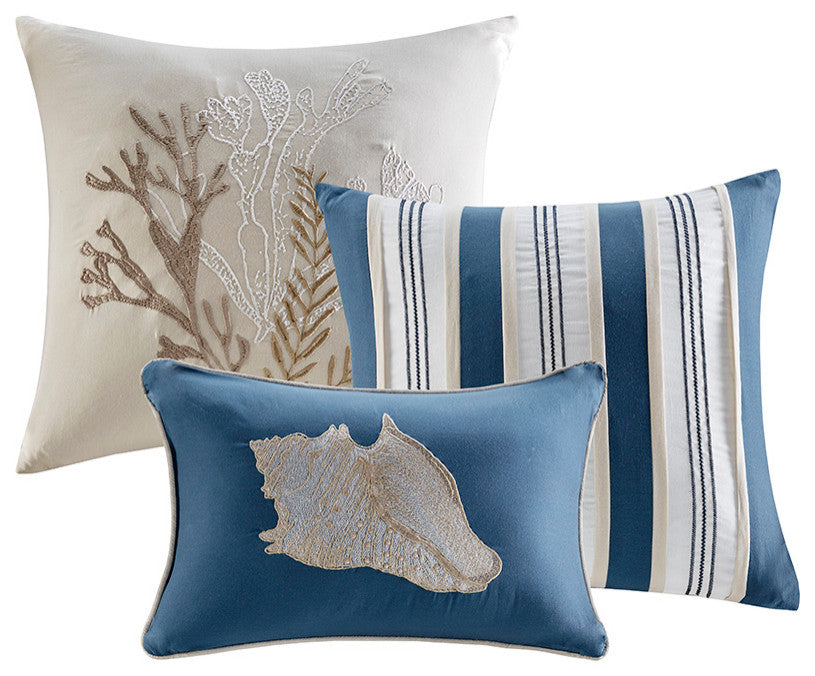Madison Park Cape Cod 7 Piece Cotton Sateen Comforter Set in Blue