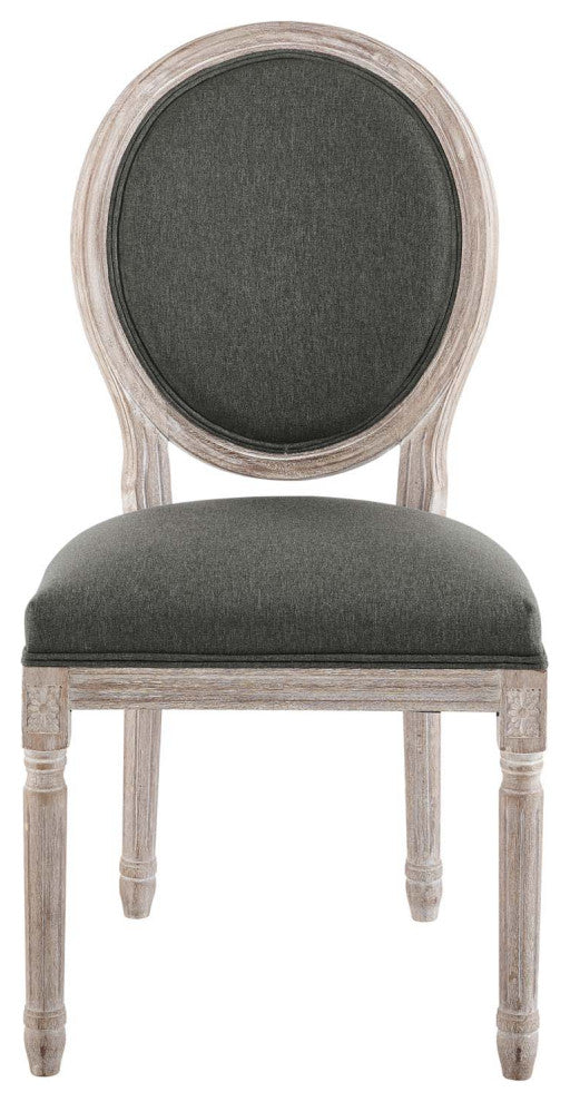 Emanate Vintage French Upholstered Fabric Dining Side Chair Natural Gray -4667