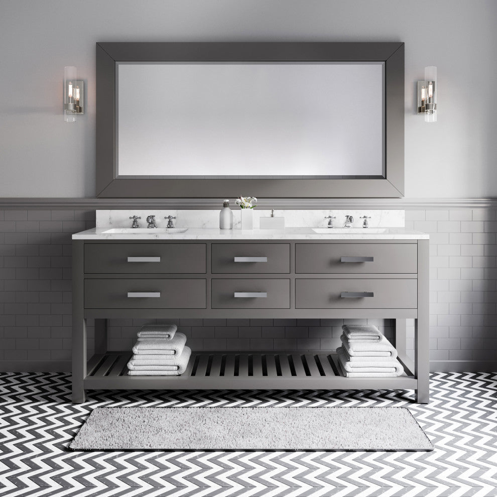 Madalyn Bathroom Vanity, Cashmere Gray, 72" Wide, No Mirror, No Faucet