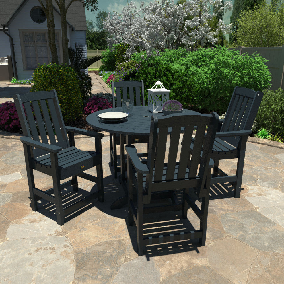 Springville 5-Piece Round Counter Dining Set, Weathered Acorn, Federal Blue