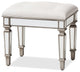 Marielle Hollywood Regency Glamour Style Fabric Mirrored Ottoman Vanity Bench