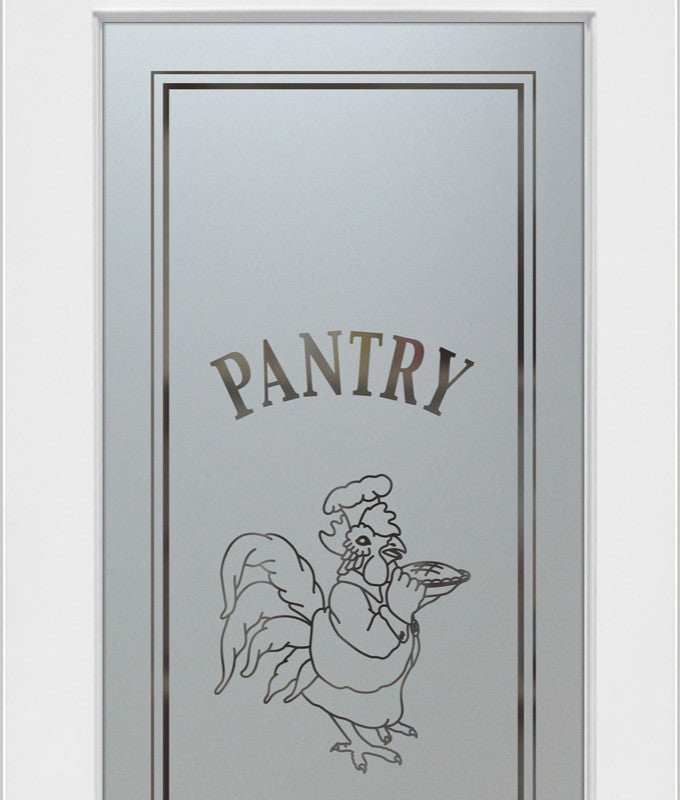 Pantry Door - Rooster Chef - Primed - 28" x 80" - Knob on Right - Pull Open