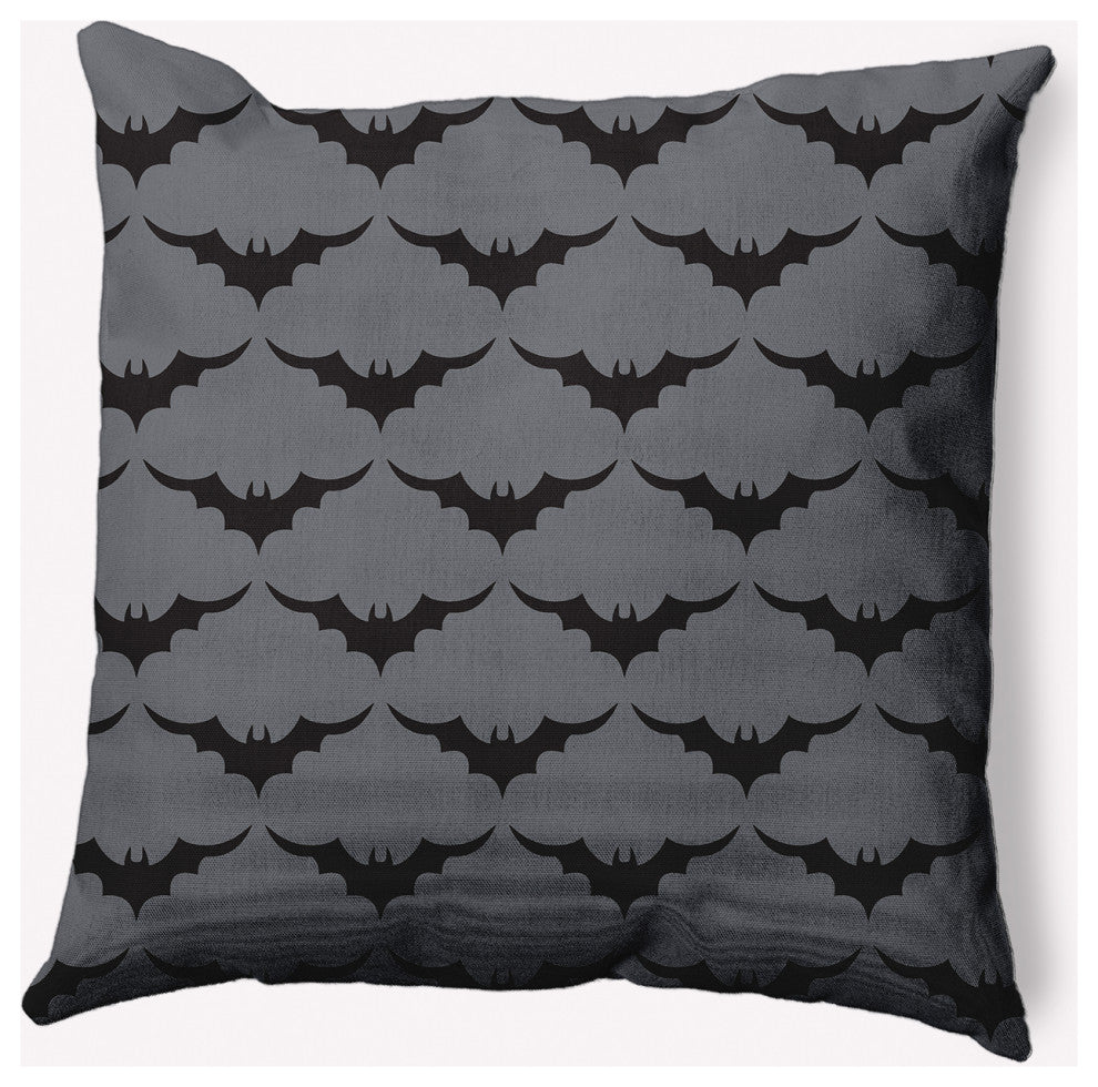 20" x 20" Bat Colony Indoor/Outdoor Polyester Throw Pillow, Steel Gray