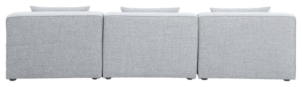 Cube Upholstered Modular Sofa, Gray, 3-Piece: 3 Armless Chair, Linen Texured Fabric