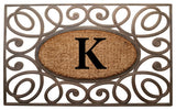 A1HC Rubber & Coir Elegant Circles Princess Doormat, Monogrammed, K