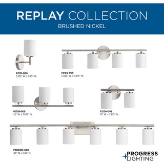Replay Collection 48" 6-Light Brushed Nickel Etched Glass Bath Vanity Light