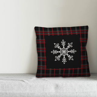 Snowflake Farmhouse Plaid 18"x18" Throw Pillow