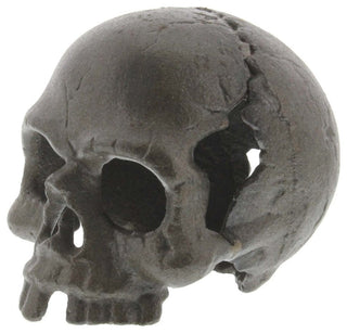 Luxe Broken Skull Cast Iron Statue, Retro Halloween Metal