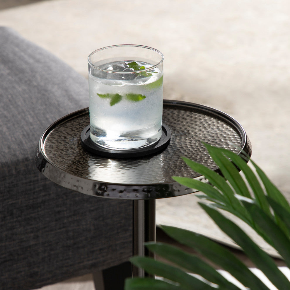 Sanzo Metal Side Table, Pewter 9x9x23