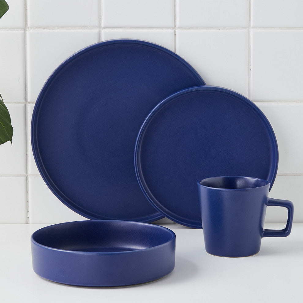 Stone Lain Cleo Stoneware 32 Piece Dinnerware Set, Blue