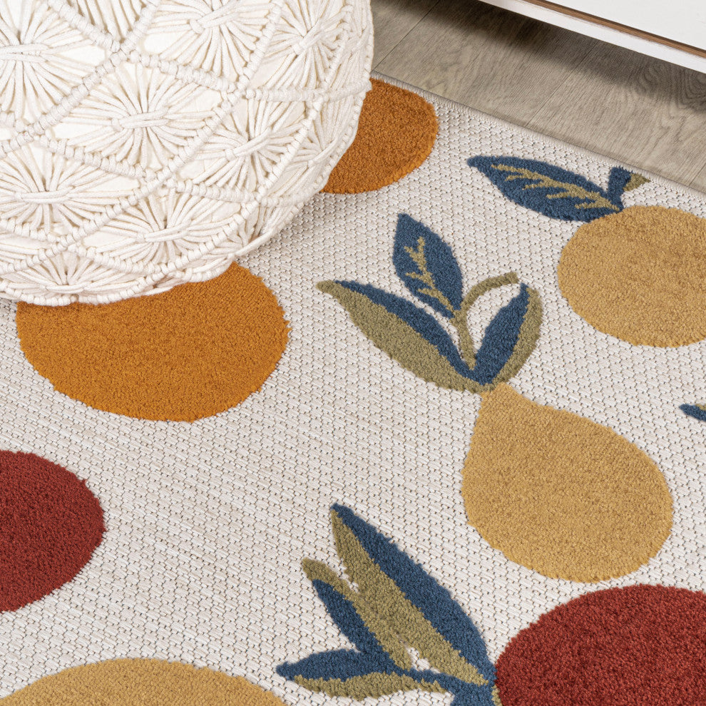 Limone Bold Lemon High-Low Indoor/Outdoor Area Rug, Orange/Beige/Cream, 5 X 8