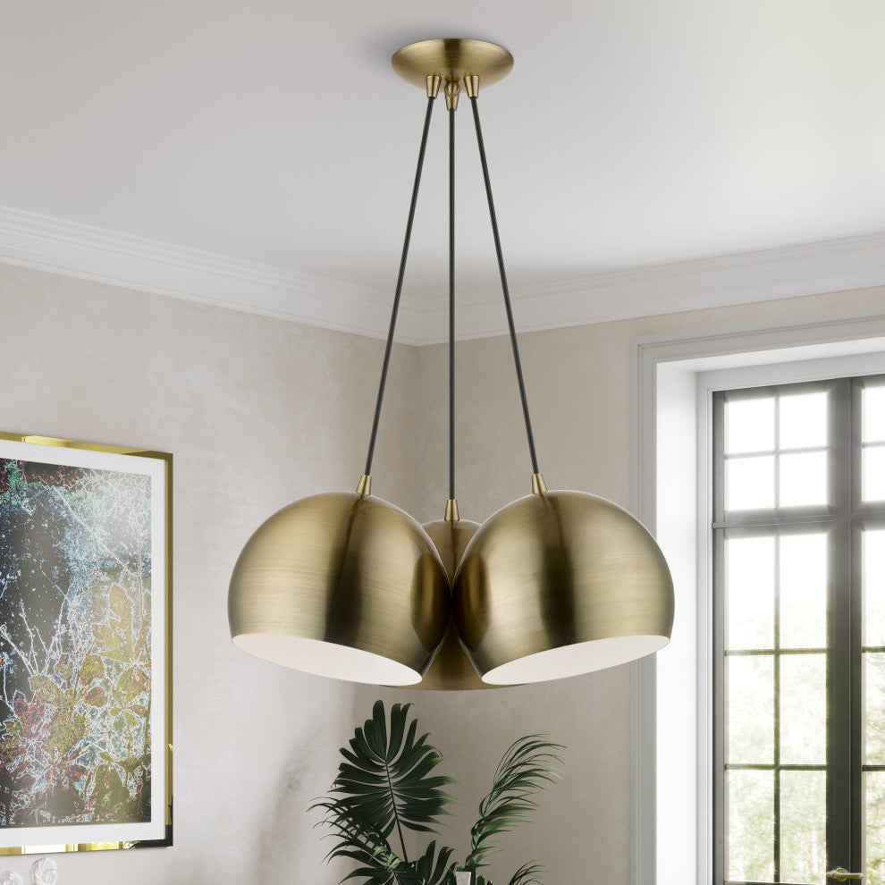 Livex Lighting 3 Light Antique Brass Multi Pendant