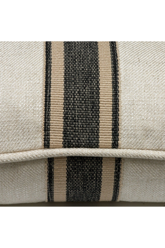 Black Woven Medal Striped Linen Cushion | Andrew Martin Hedgerow