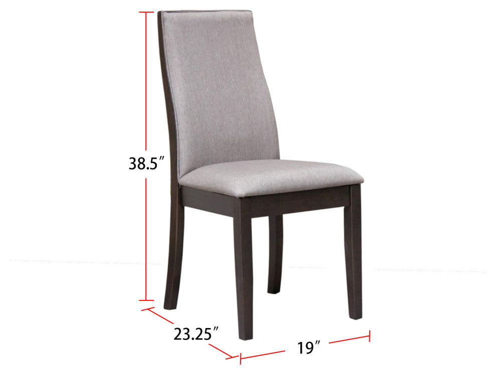 Set of 2 Side Chairs, Gray and Espresso