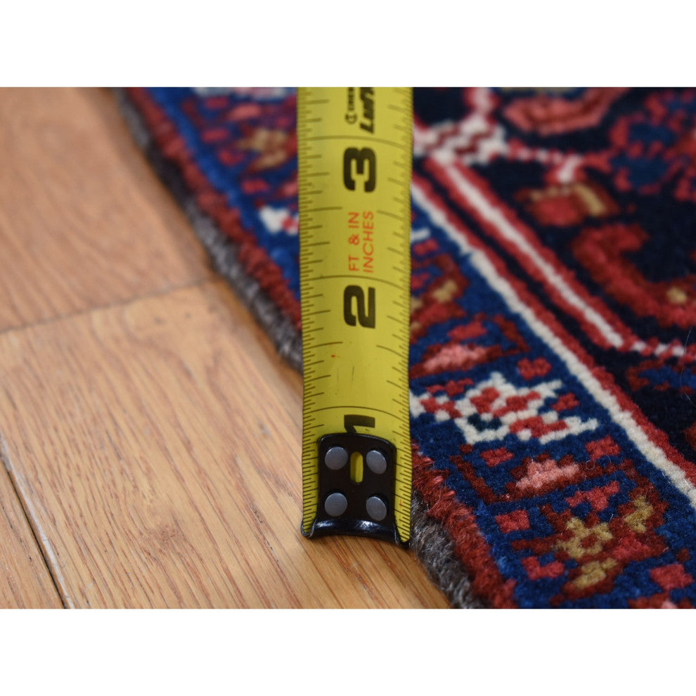 Red, Semi Antique Persian Heriz, Hand Knotted, Soft Wool Rug, 4'7"x8'8"