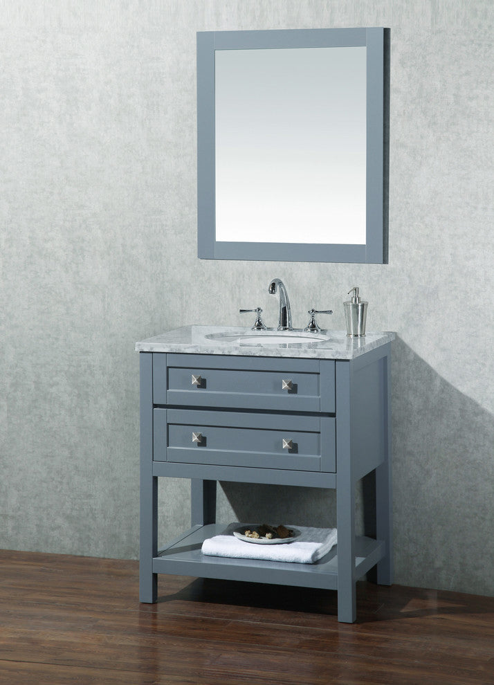 Marla 30" Single Sink Bathroom Vanity, Mirror, Gray
