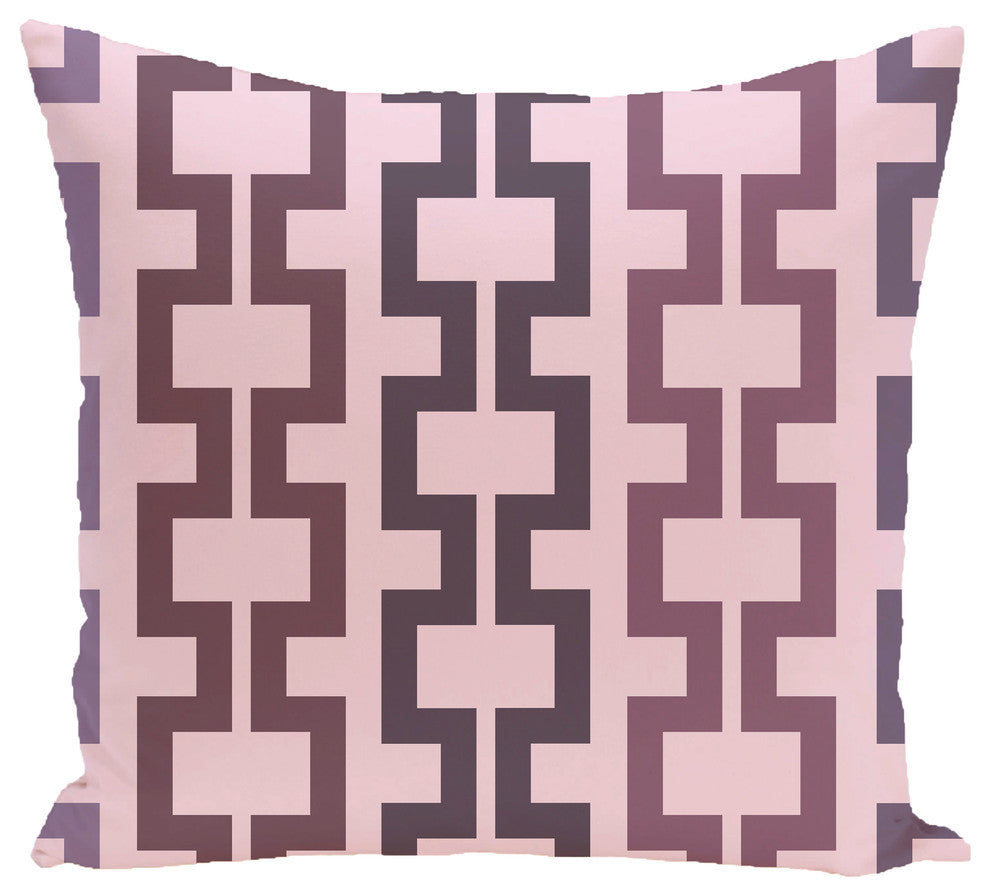 Cuff-Links Geometric Print Pillow, Mulberry, 18"x18"