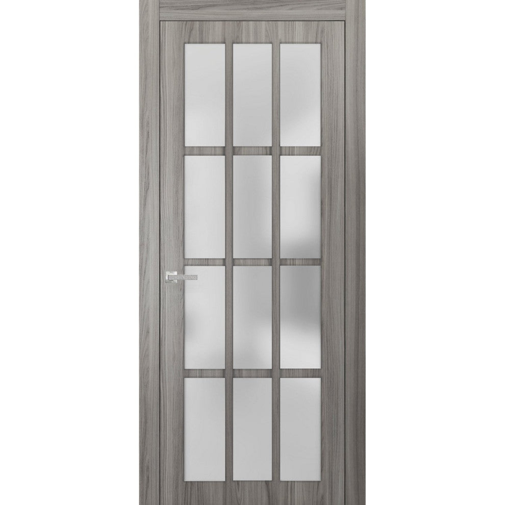 Solid French Door Frosted Glass 12 Lites | Felicia 3312 Ginger Ash -30" x 84"