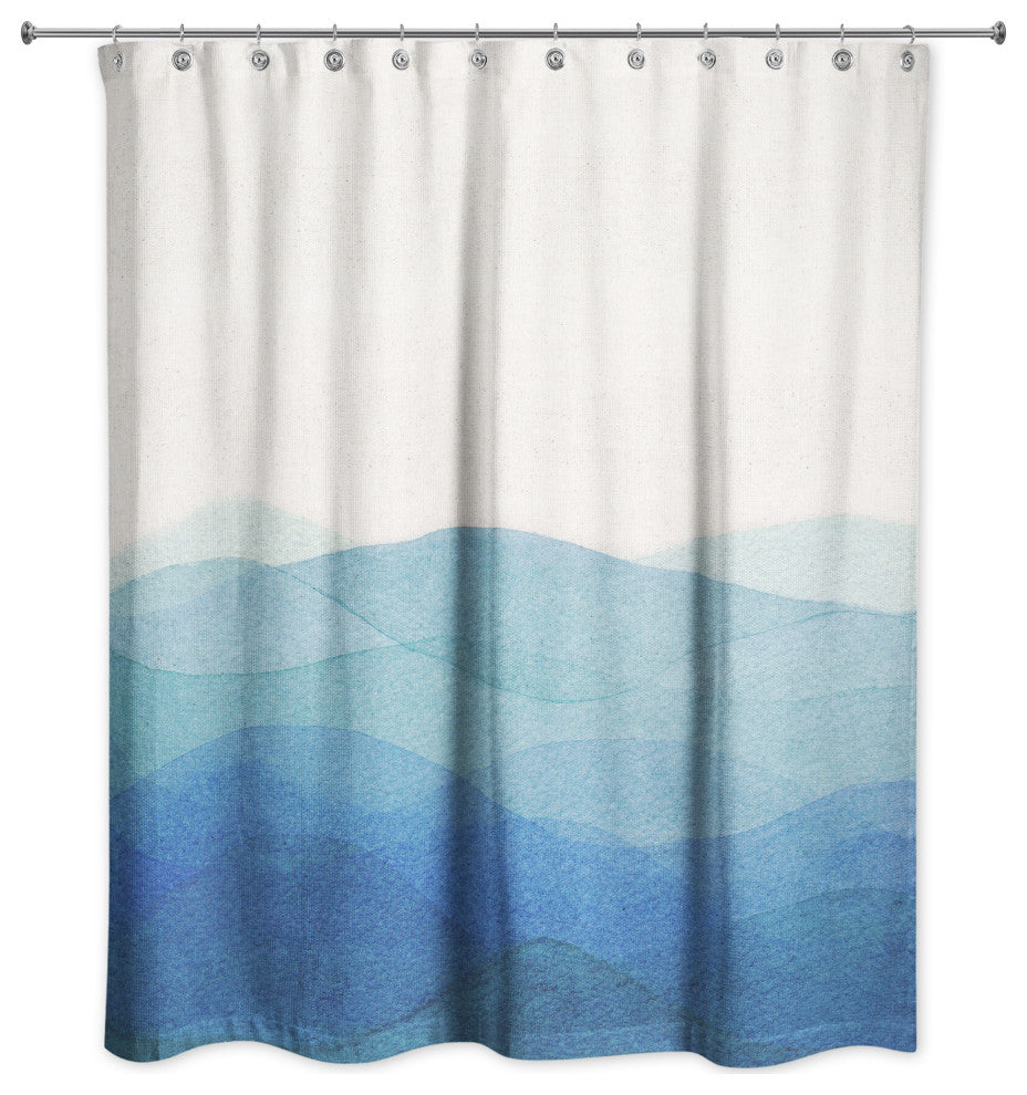 Abstract Watercolor Waves 1 71x74 Shower Curtain