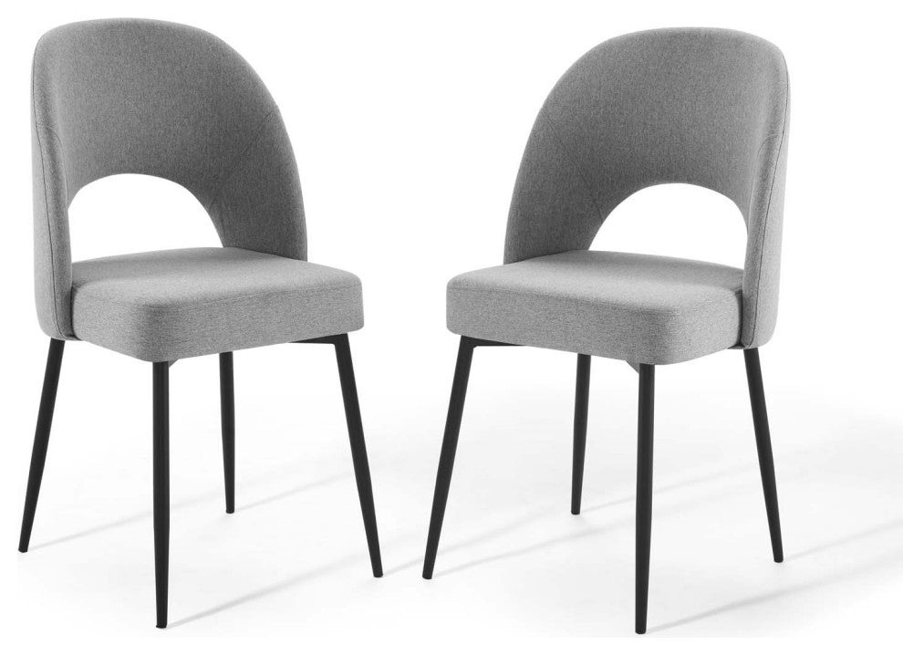 Rouse Dining Side Chair Upholstered Fabric Set of 2-Black Light Gray