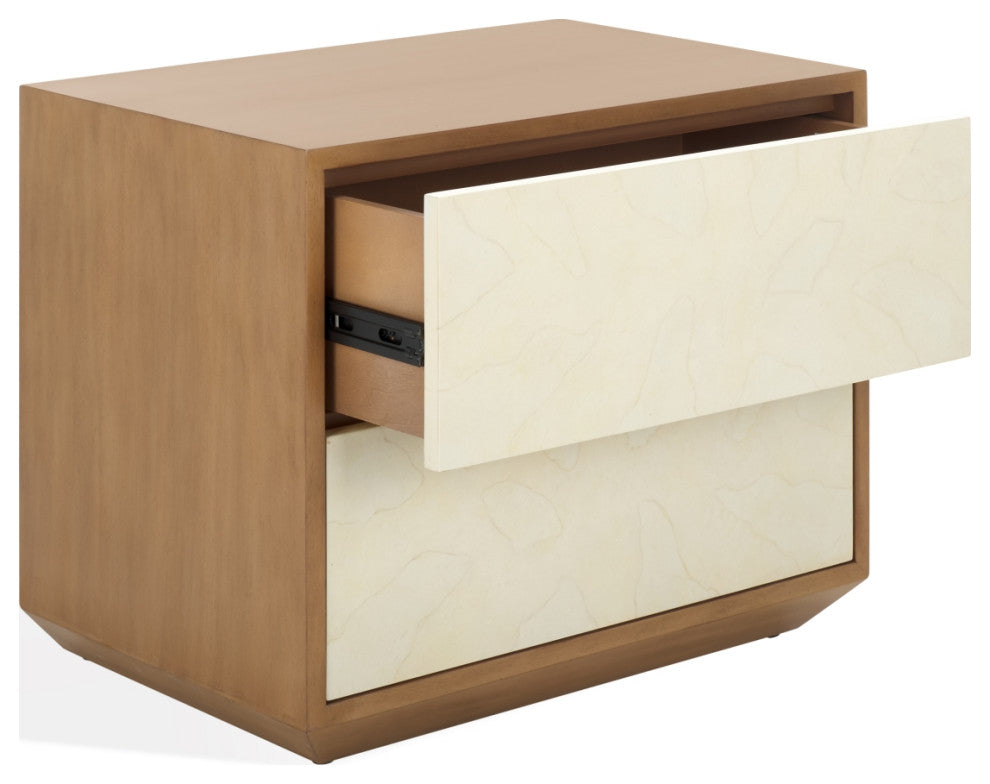 Safavieh Couture Edalina 2 Drawer Nightstand, Natural/White